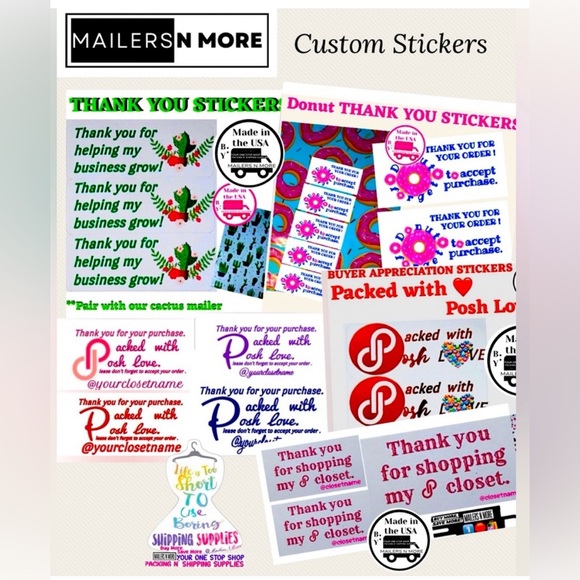 CUSTOM Posh Stickers w/ closet name pls select available design hand made - Picture 3 of 7